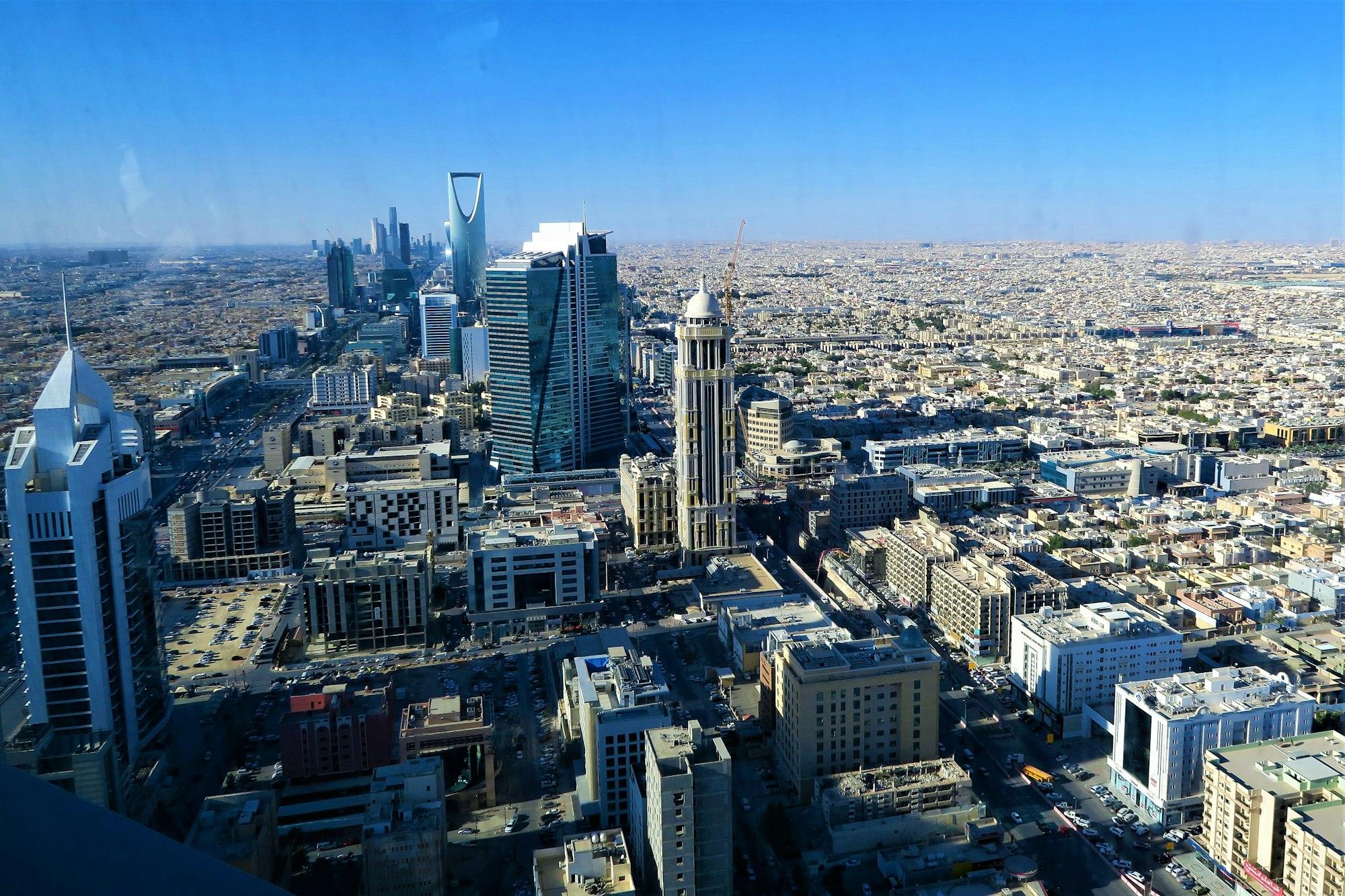 The Riyadh skyline with the Kingdom Centre